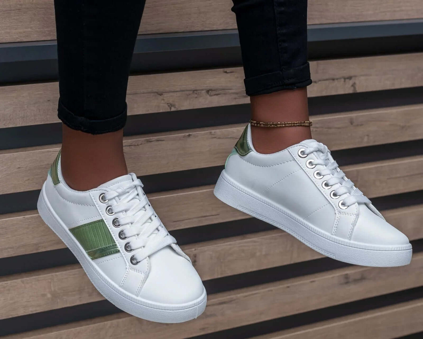 Aster Sneakers (W/Green) - Minichic collection