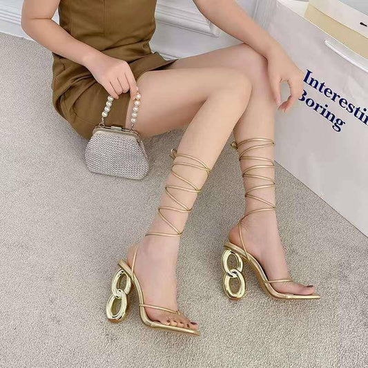 Ring Strapped Heels (Gold) - Minichic collection 