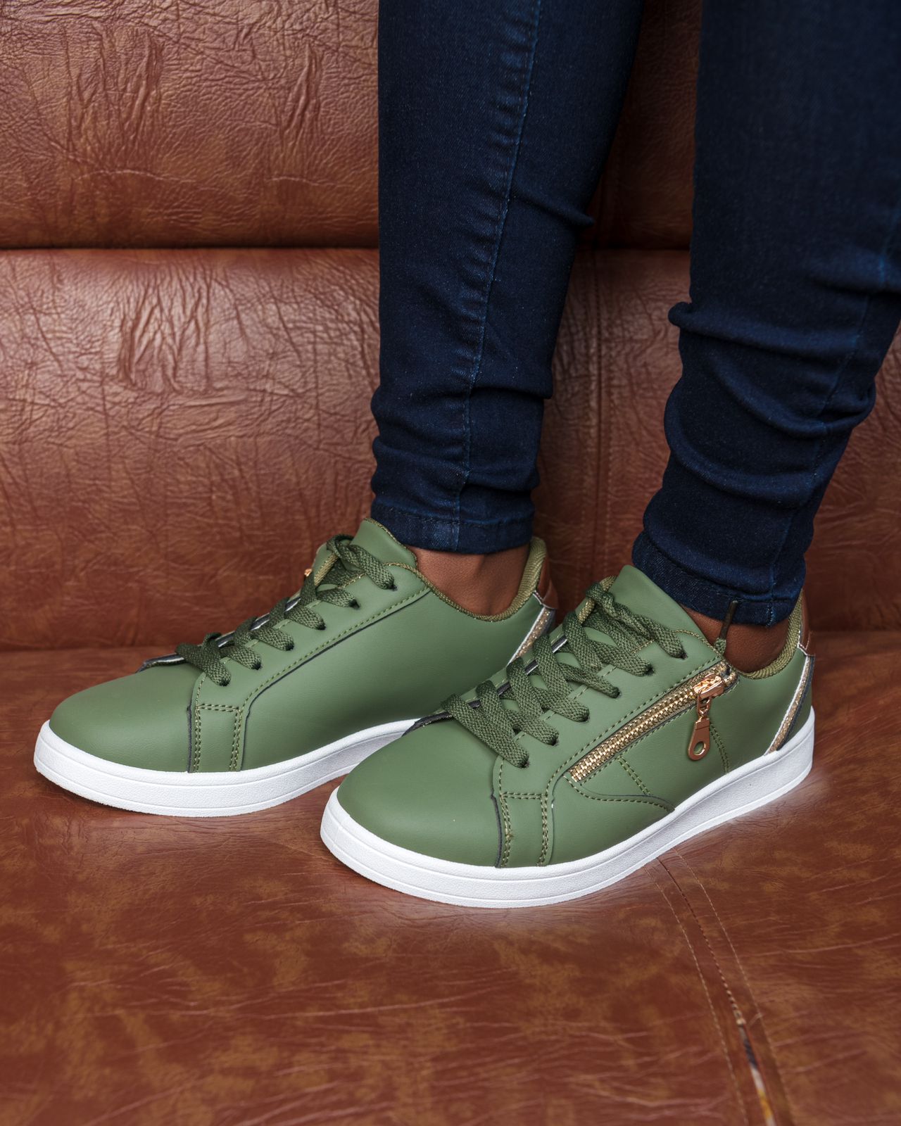 Zip-cut Sneakers(Green) - Minichic collection 