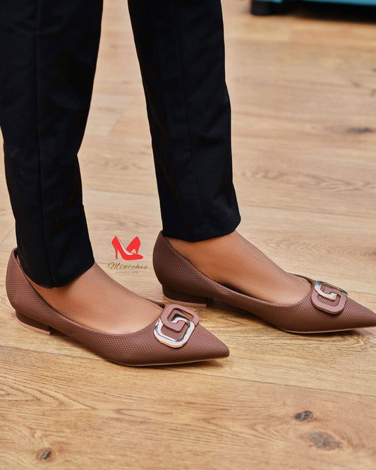 Luxe Brown Flats featuring a chic buckle design, perfect for stylish everyday wear.