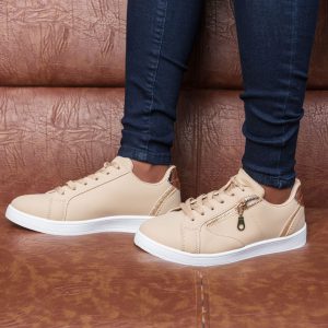 Zip- Cut Sneakers(Beige) - Minichic collection