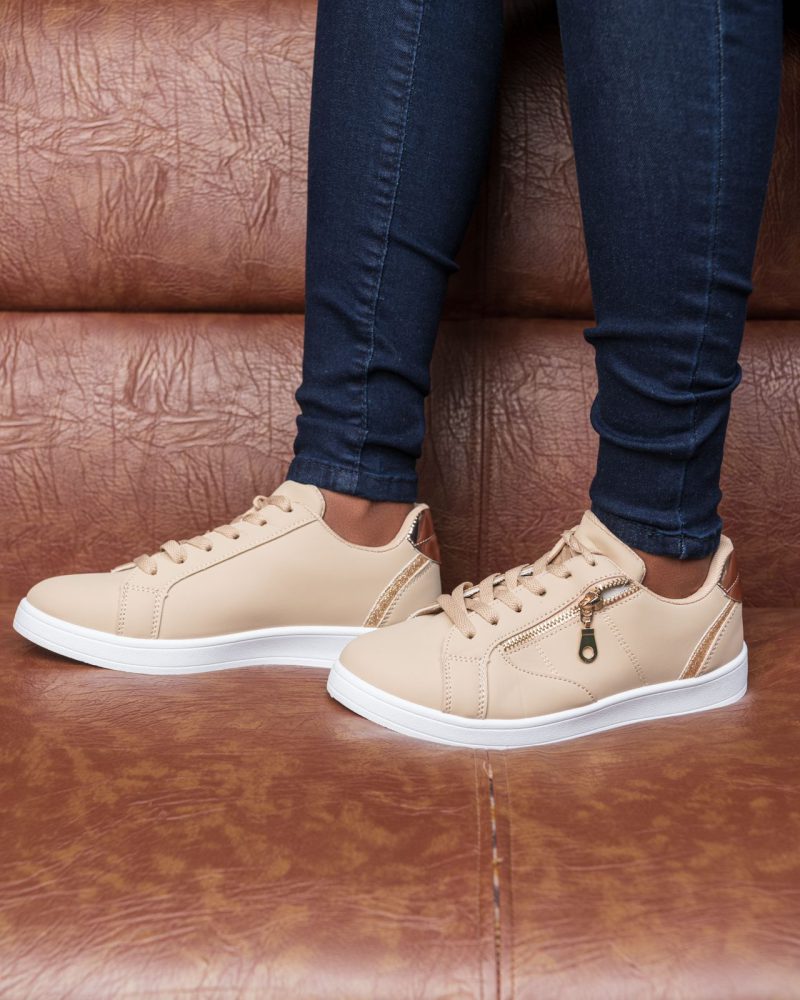 Zip- Cut Sneakers(Beige) - Minichic collection