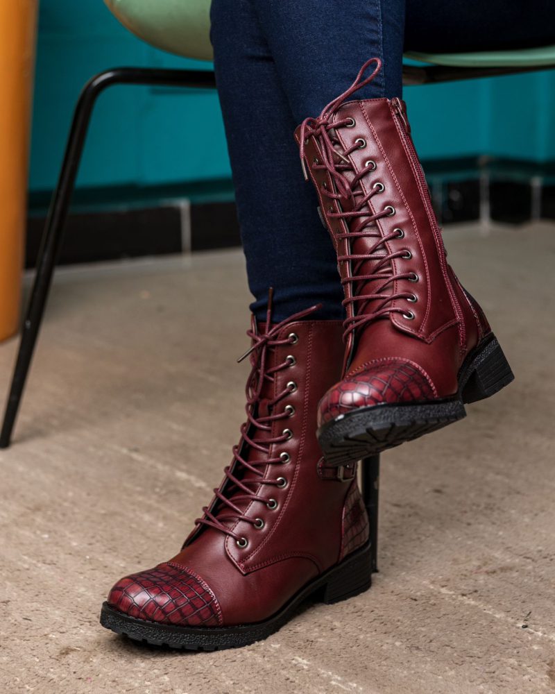 Buckled Boot (Wine red) - Minichic collection